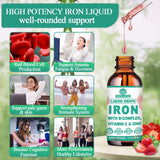 Suplemento de Hierro Líquido con Vitamina C, B-Complejo, Vegano