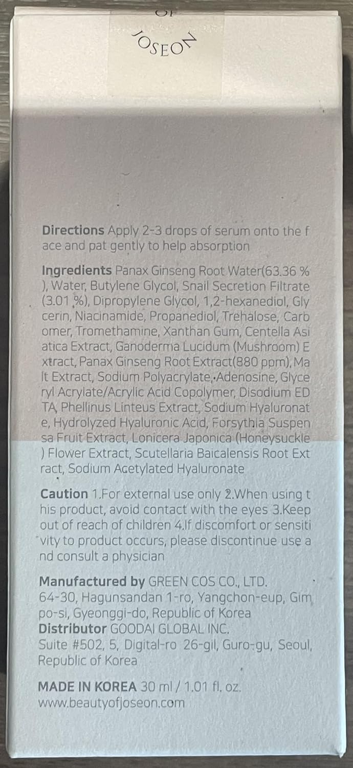 Serum Hidratante con Mucina de Caracol y Ginseng para Rostro