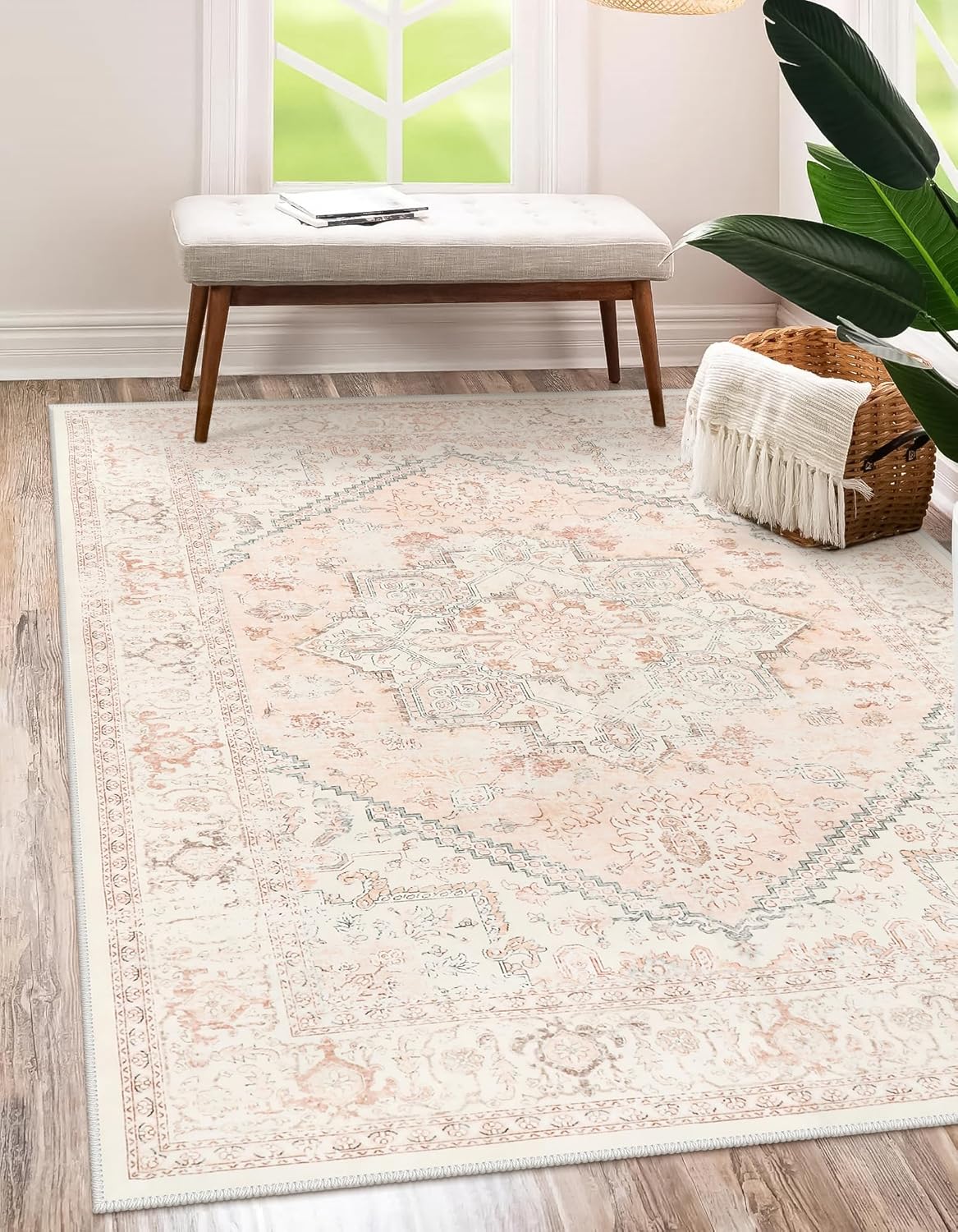 LIVEBOX Alfombra Área 5x7 Vintage Floral Antideslizante Modelo