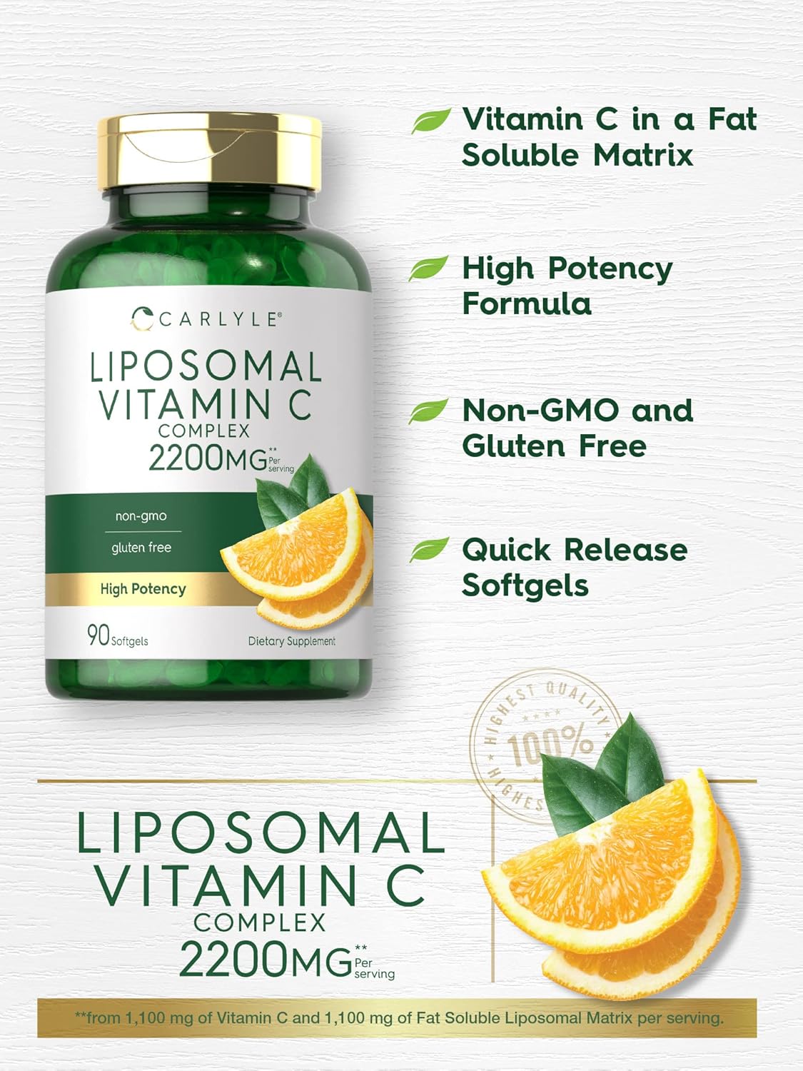 Suplementos  Vitamina C liposomal  2200 mg 90 und sin gluten