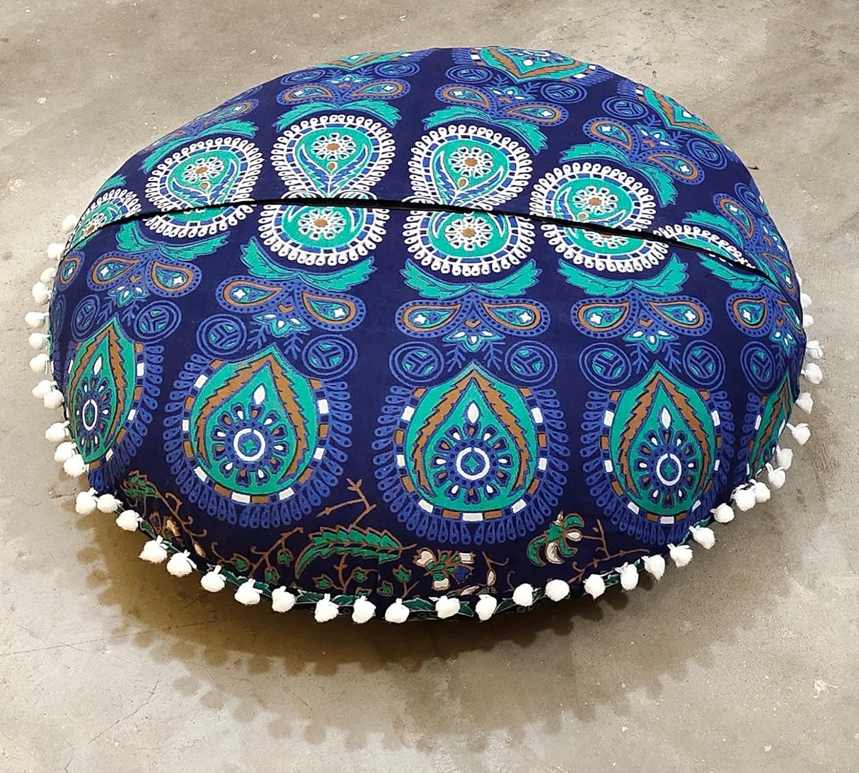 My Dream Carts Fundas de cojín de suelo de 22 pulgadas, solo fundas de cojín, funda de puf para asiento de asiento, cojines decorativos bohemios con mandala, redondo, otomano, dormitorio al aire libre