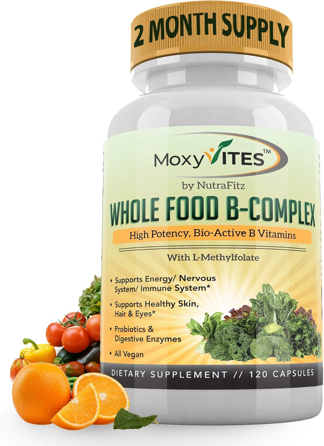 Complejo de Vitaminas B - Suplemento Vegano, 120 Cápsulas