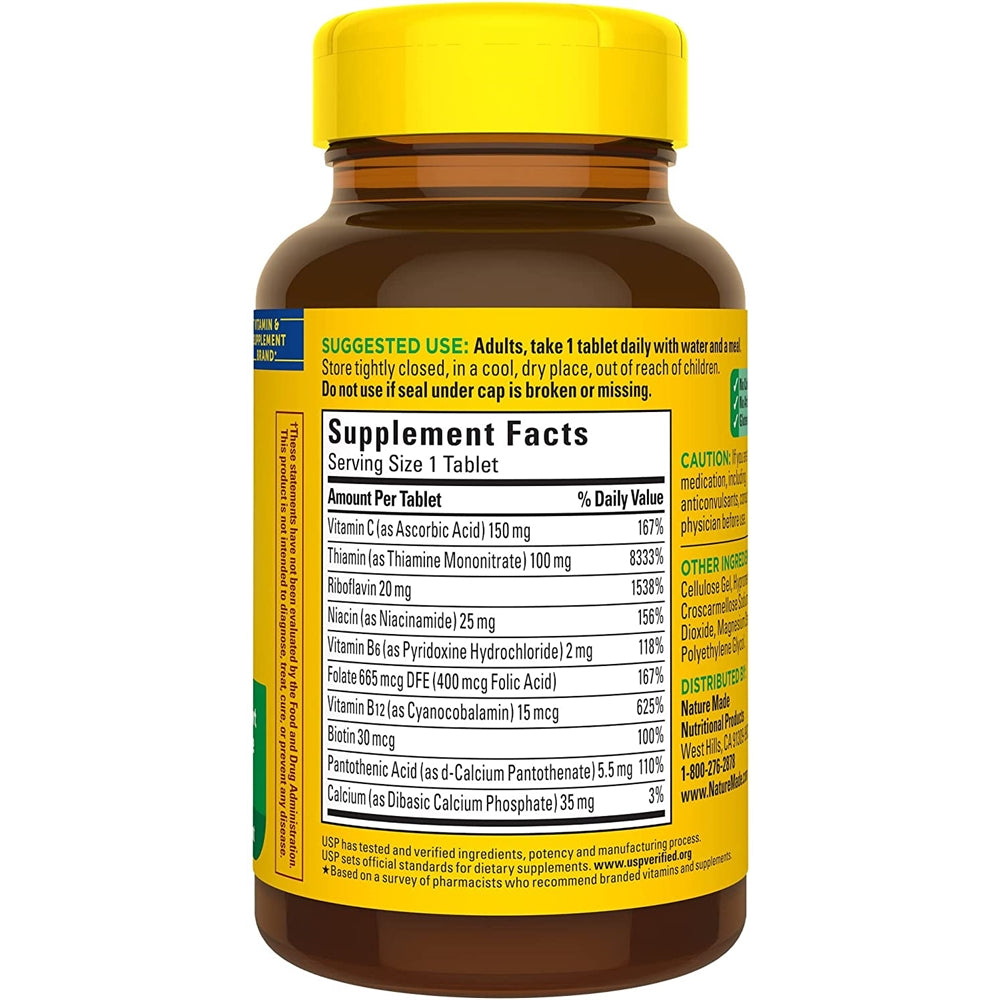 Suplemento Complejo Super B con vitamina C y ácido fólico