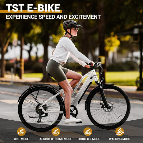 Bicicleta eléctrica TST 800W, 40 millas, 7 velocidades, 26