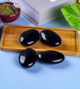 Piedra de Palma de Obsidiana Negra - Cristal Sanador Ovalado
