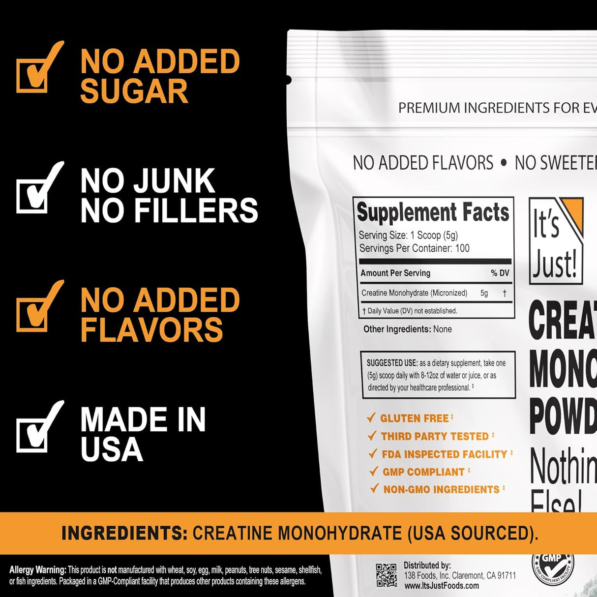 Es Solo! Creatina Monohidrato Pura USA 500g