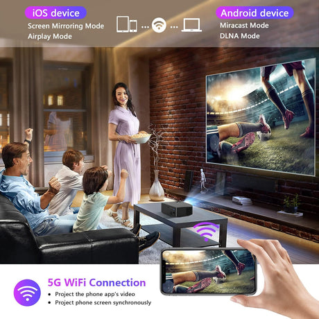 Proyector AILESSOM 1080P 20000LM 5G WiFi Bluetooth, 450