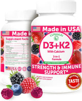 Lunakai Vitamina D3 K2 Gummies con Calcio Vegan 60ct