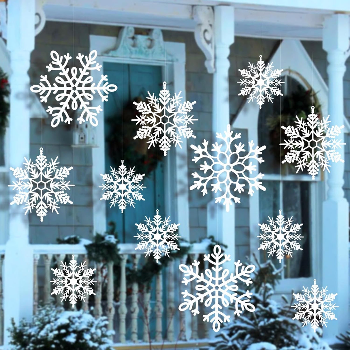 ADecoración Invierno adorno Exterior 12pcs Copos de Nieve Grandes