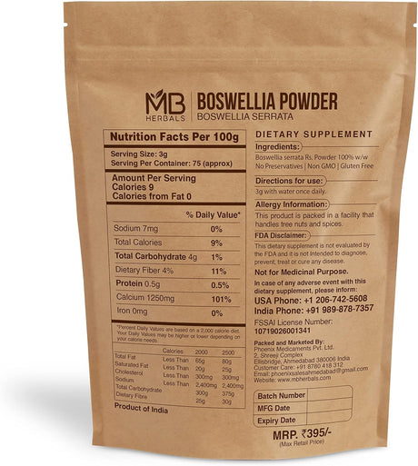 Polvo de Boswellia serrata | Shallaki | Suplemento Herbal