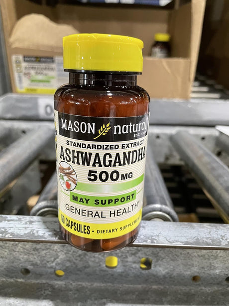 Suplemento Herbal MASON NATURAL, Ashwagandha 500 mg, 60 cápsulas