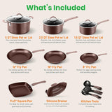 Juegos de Ollas de cocina antiadherentes NUTRICHEF NCCW14SBR