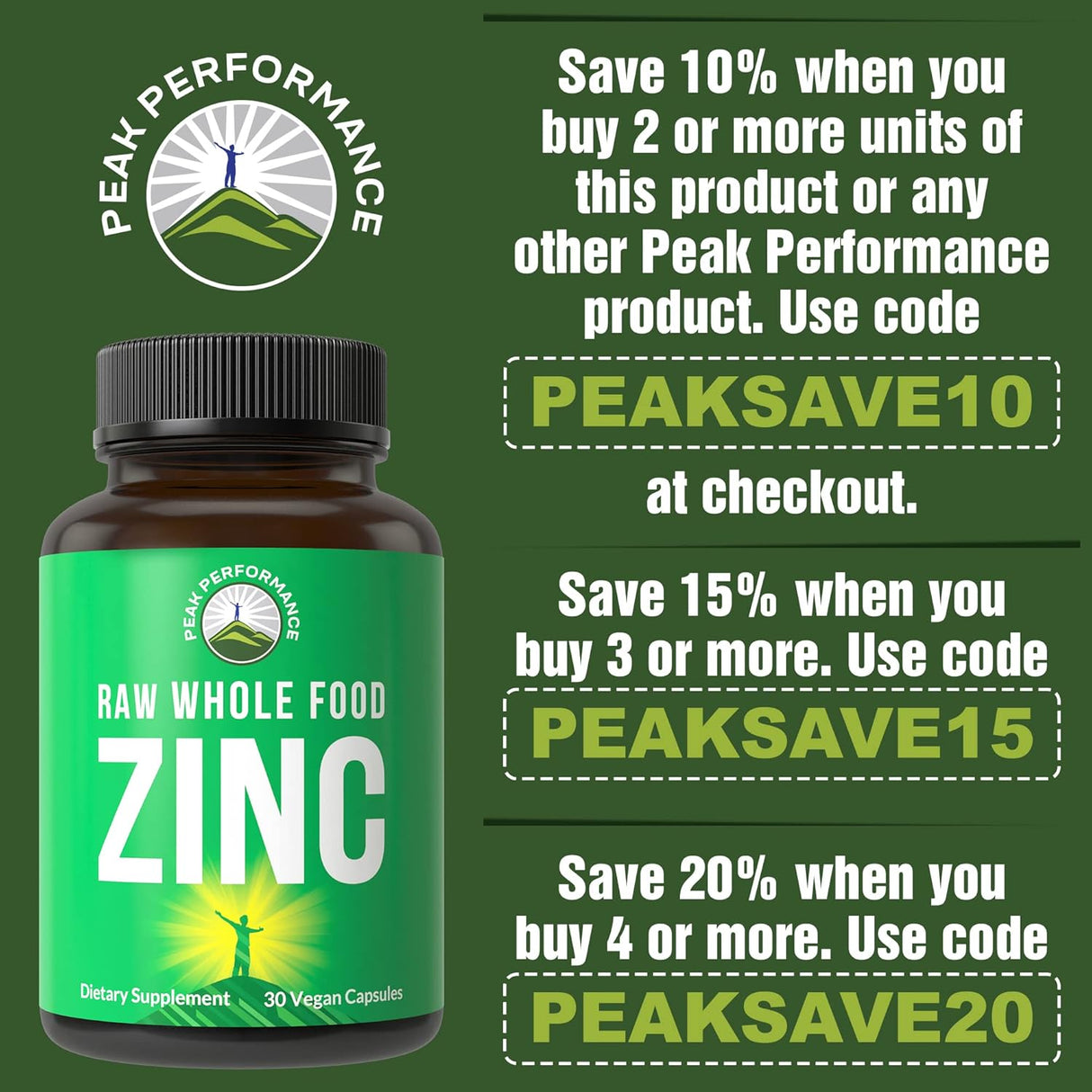 Suplemento de zinc vegano con vitamina C  hombres mujeres
