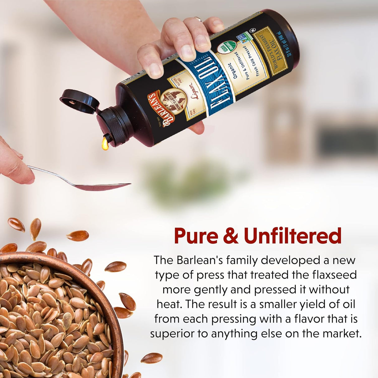 Suplemento de Aceite de Linaza Barlean's, 32 oz, Omega-3 ALA