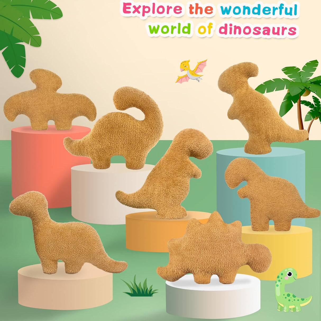 Pillow Plush Nugget de Pollo Dino, Regalo Divertido, Tyran Rex