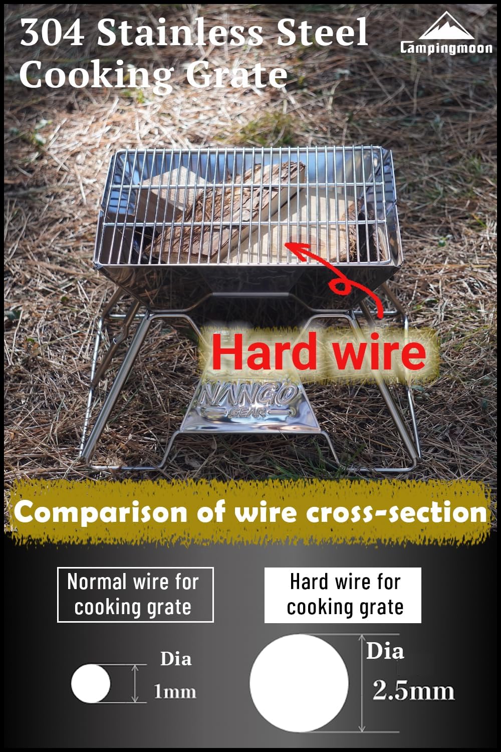 Parrilla de Cocina para Camping 11.7" Acero Inoxidable 11107-W
