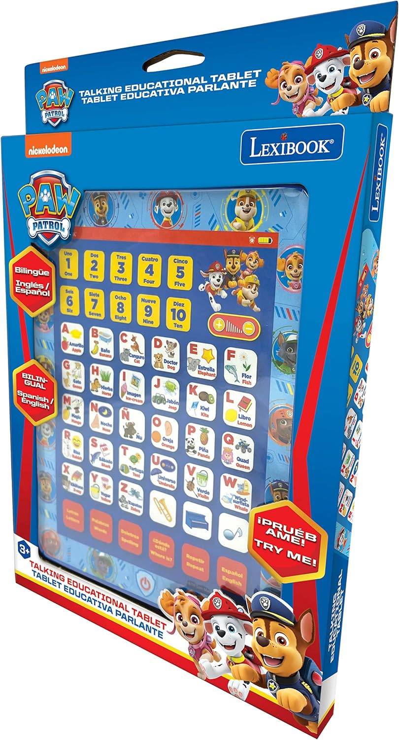 Tablet Interactiva Bilingüe Paw Patrol, Aprender Letras y Números, JCPAD002PAi2