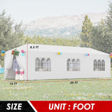 Carpa de fiesta 10x30 con 8 paredes removibles y toldo