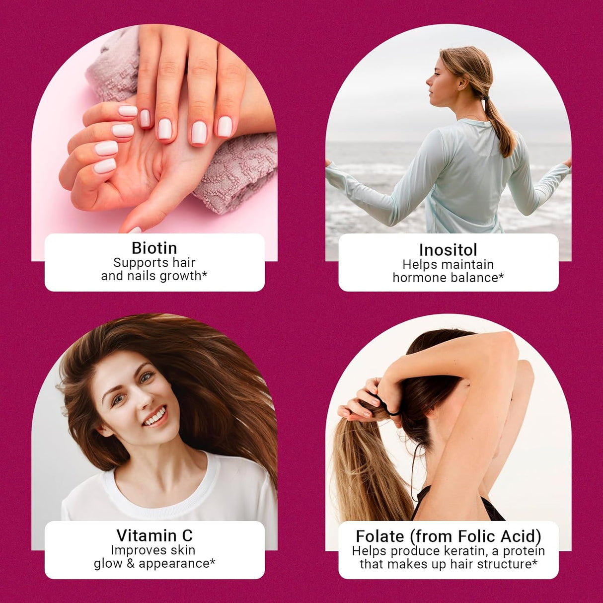 Gummies de cabello, piel y uñas, biotina extra, 60 unidades