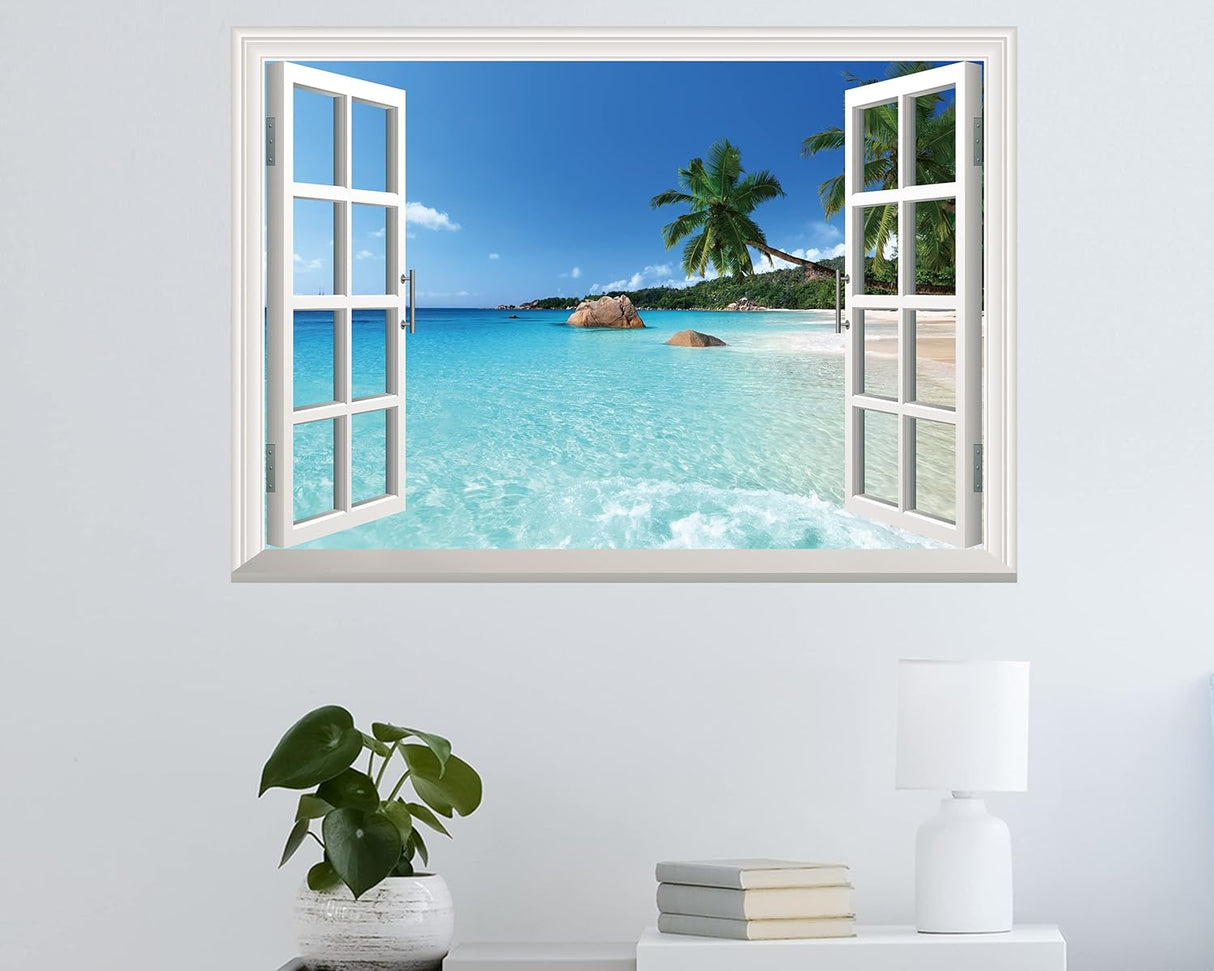 Adhesivo de pared para ventana pared de ventana de playa