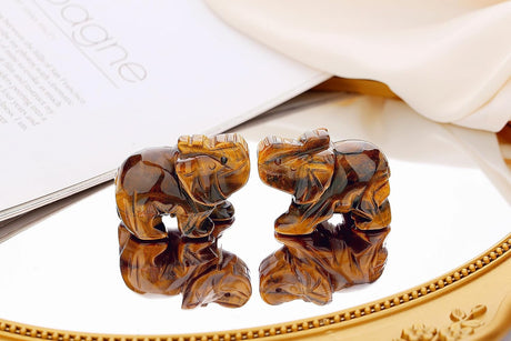 QINJIEJIE Ojo de tigre cristales de elefante, decoración