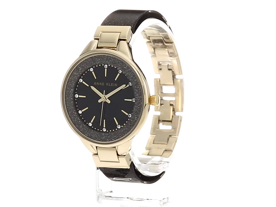 Anne Klein - Reloj de pulsera de resina con cristales