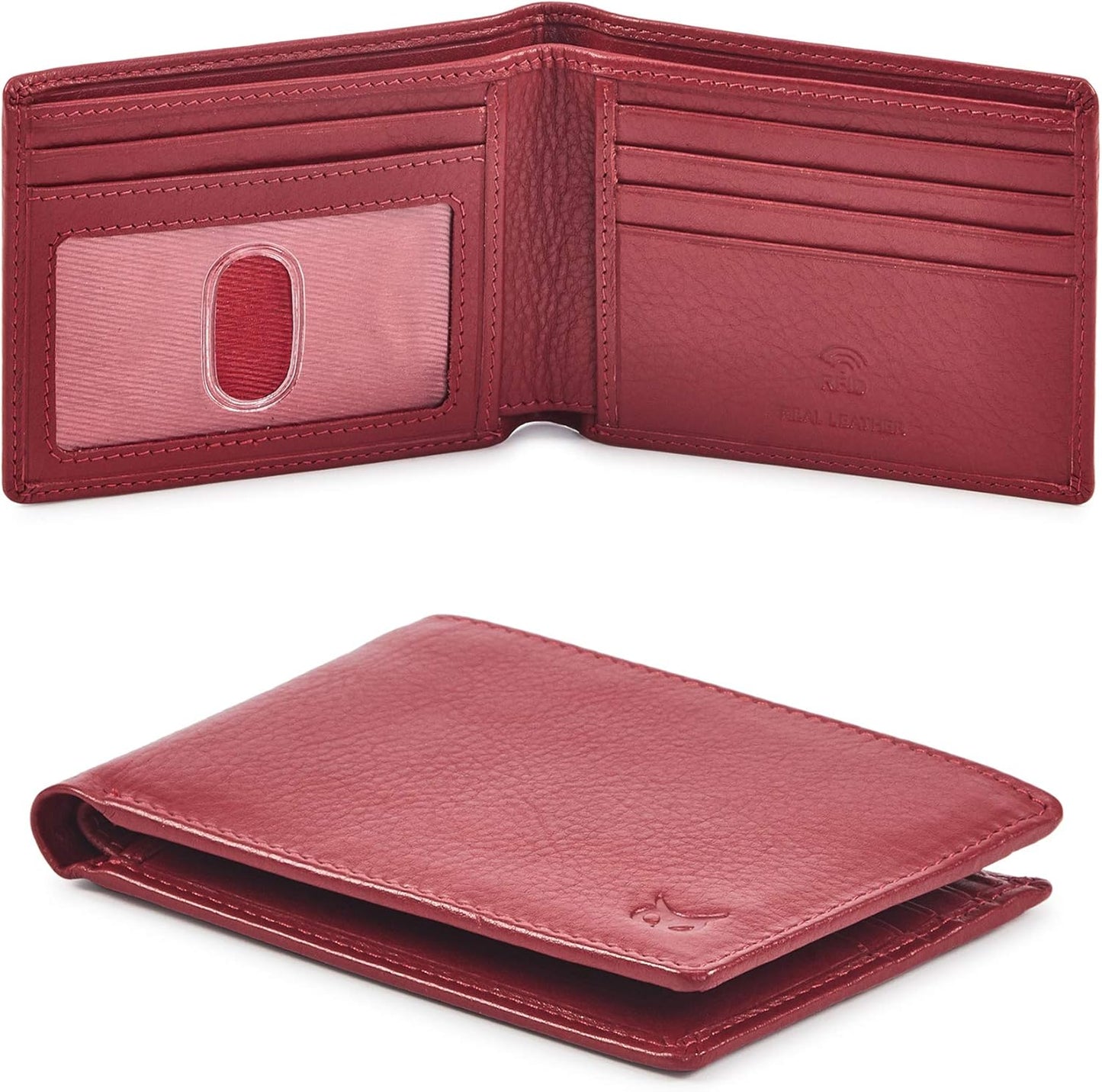 Billetera Bifold de Cuero Real RFID para Hombre - Minimalista