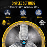 Ventilador Tornado 24 Alta Velocidad 3 Velocidades 8540 CFM