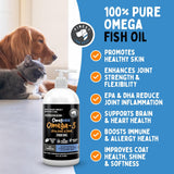 Aceite de pescado 100 % puro, con omega 3, 6 y 9 para perros y gatos, 32 onza