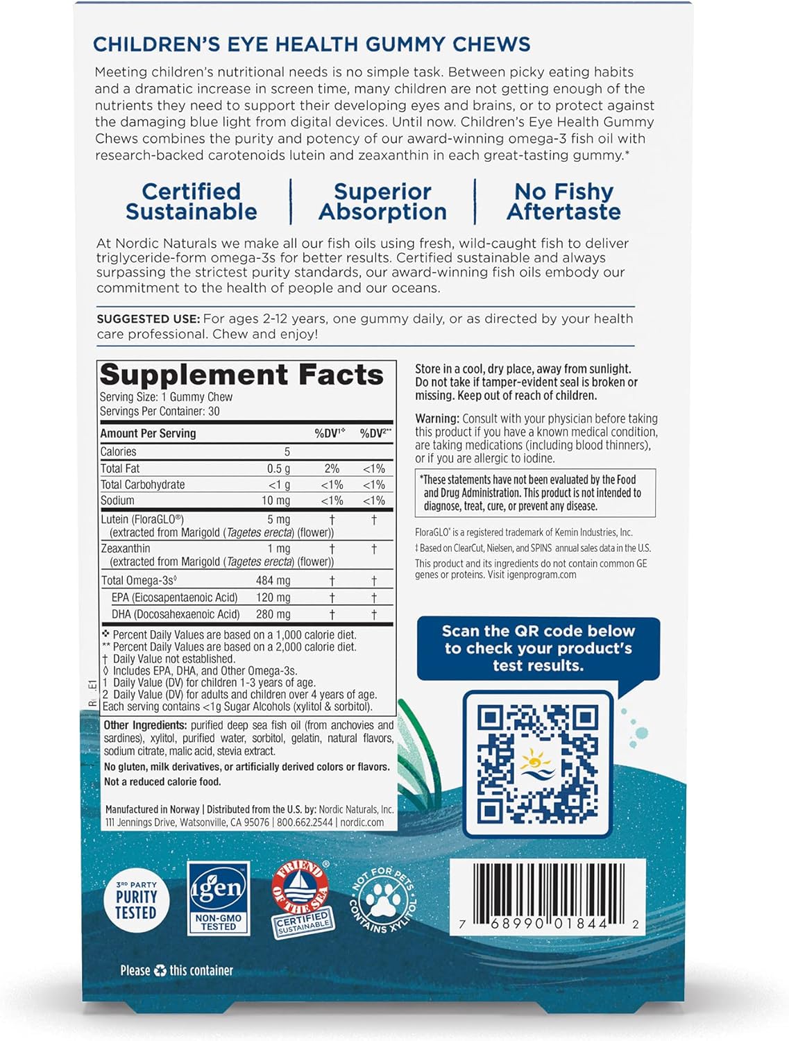Suplemento Nordic Naturals Gomitas de salud ocular para niño