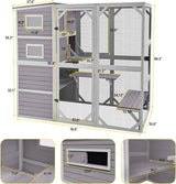 Catio para gatos Aivituvin 4 niveles, techado, 70 H 77 L