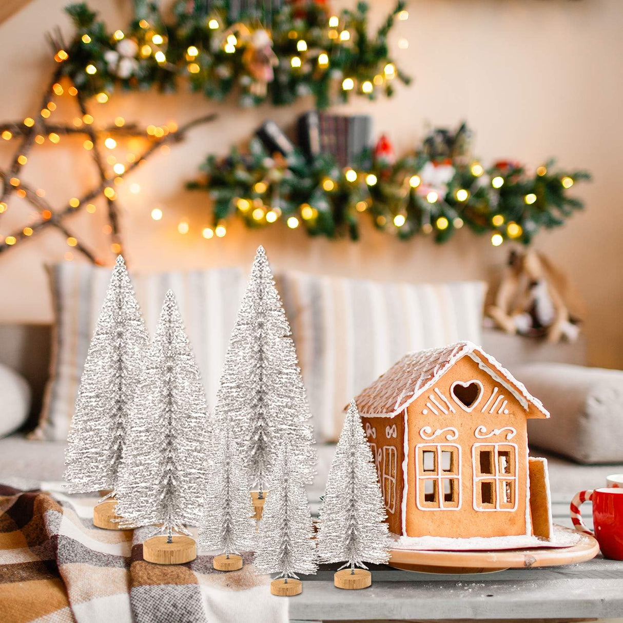 Mini Árboles de Navidad KUUQA 48 Pcs Botella para Decoración