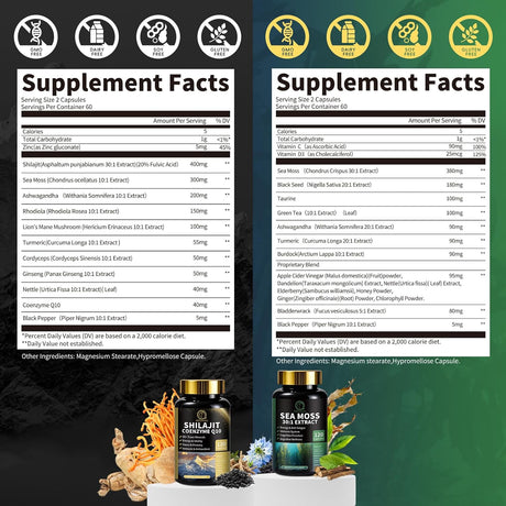 Suplemento Hombre con Shilajit y Sea Moss, 240 cápsulas
