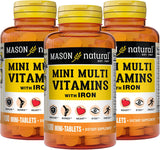 Vitaminas Mini Multi diarias MASON NATURAL con Hierro, 3-Pack