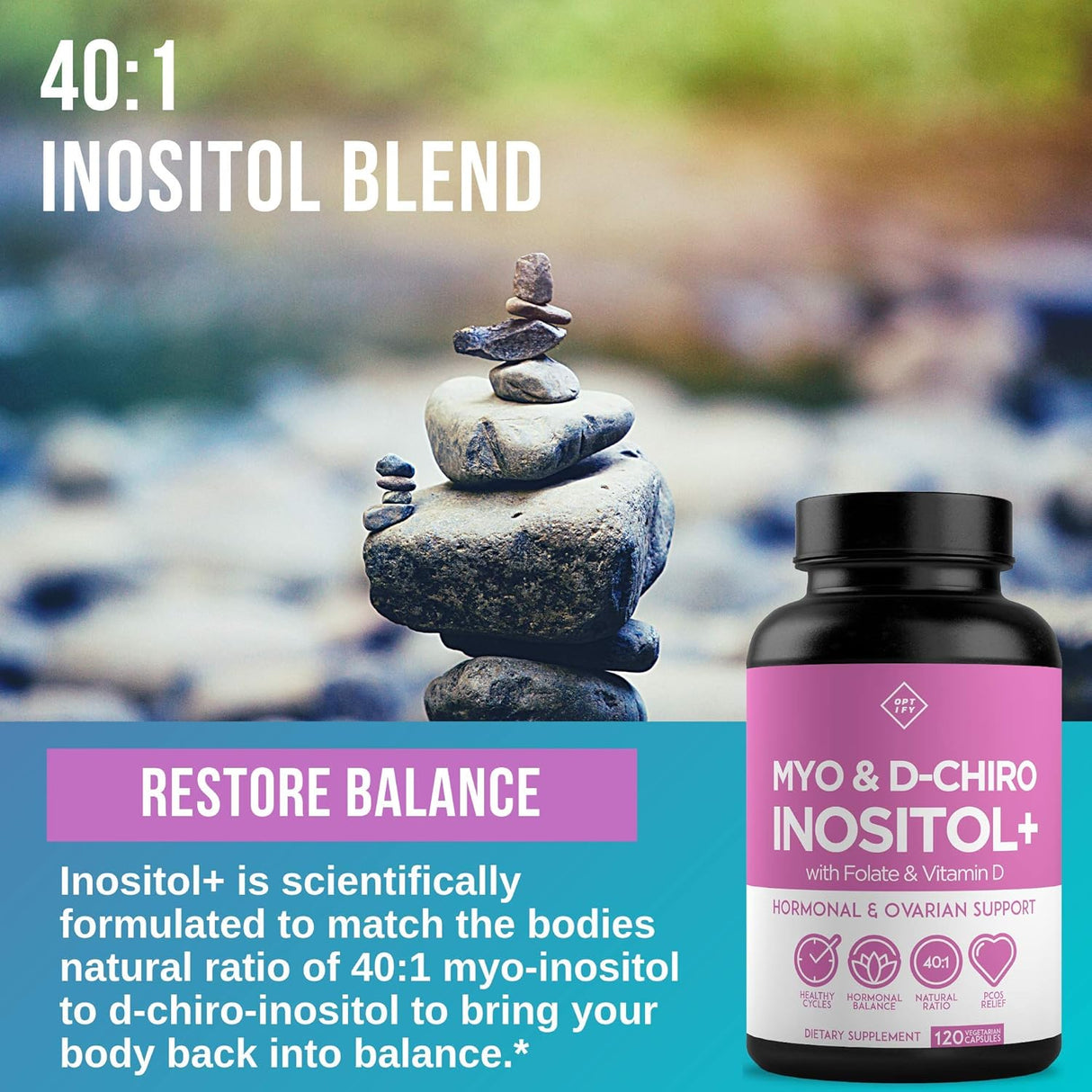 Suplemento  mio-inositol e inositol D-Chiro vitamina D