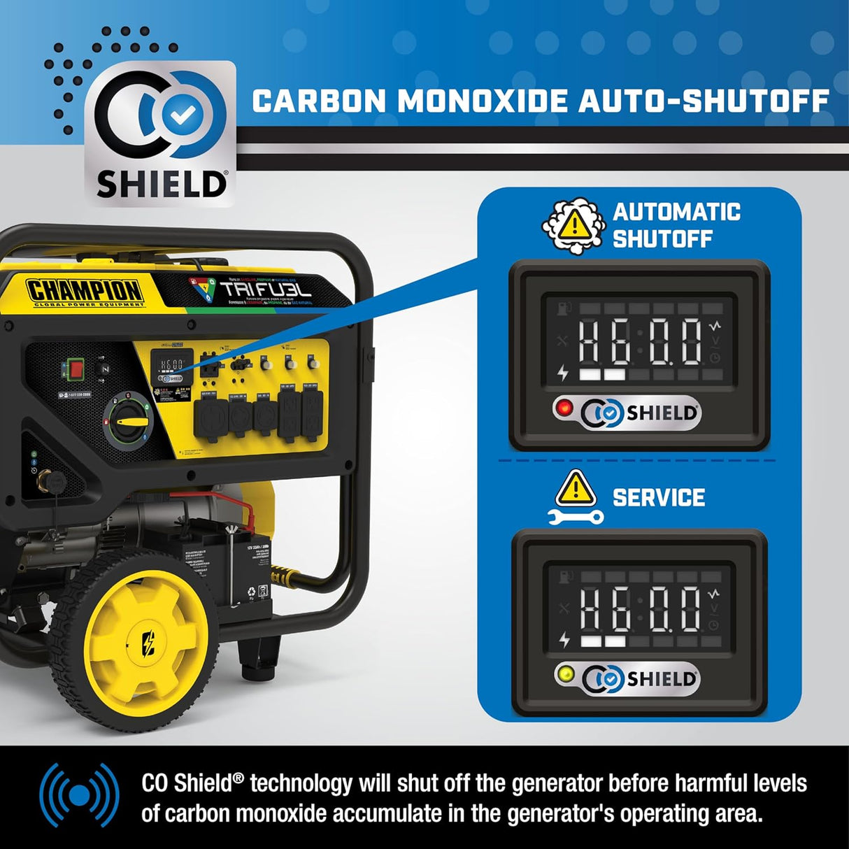 Generador portátil Champion 15,000W trifuel con arranque eléctrico