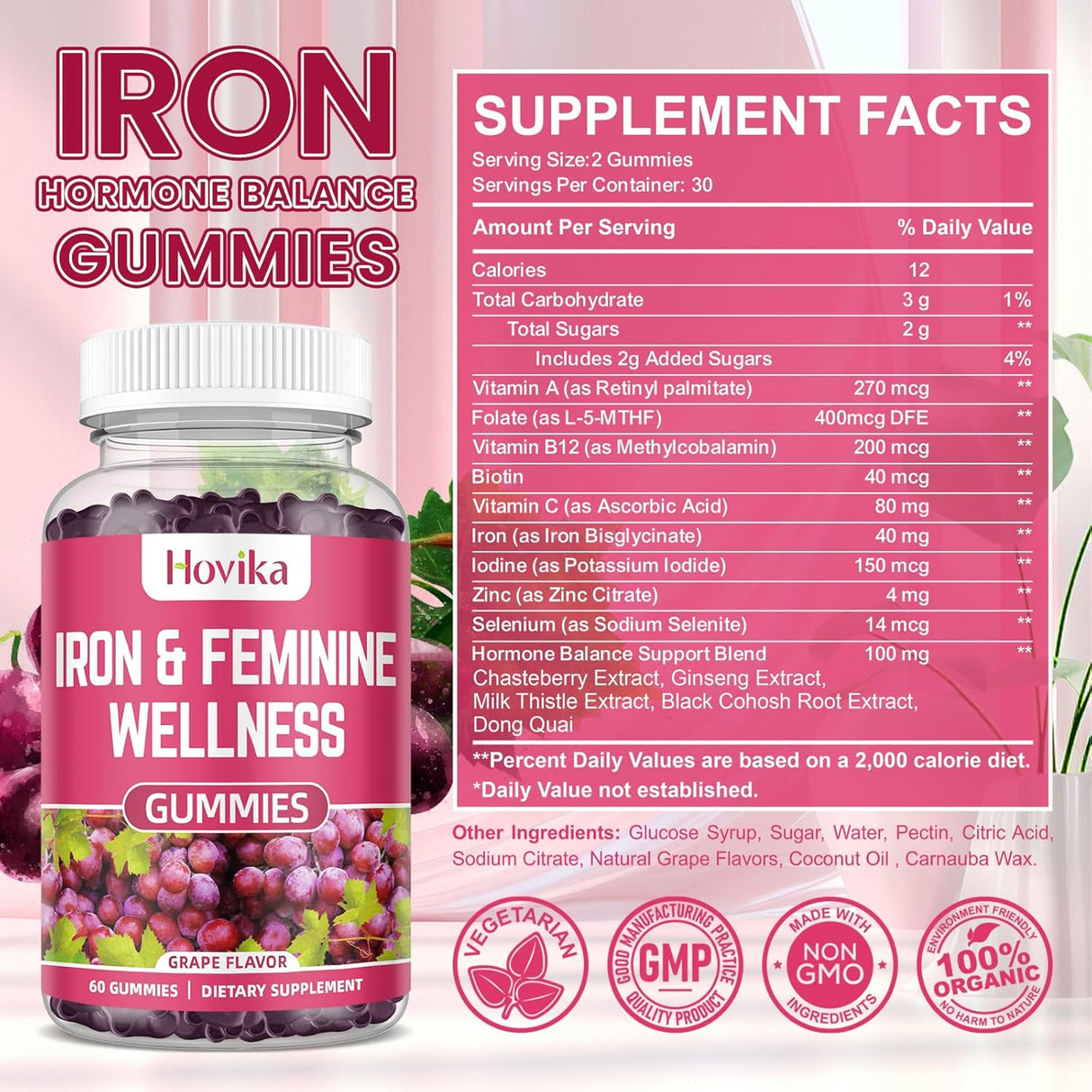 Suplemento de hierro Anemia con multivitamina Hovika