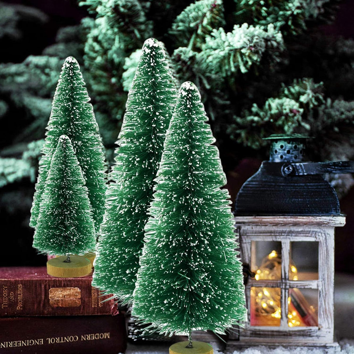 Yookat 40 Piezas Mini Árboles de Navidad con Base de Madera