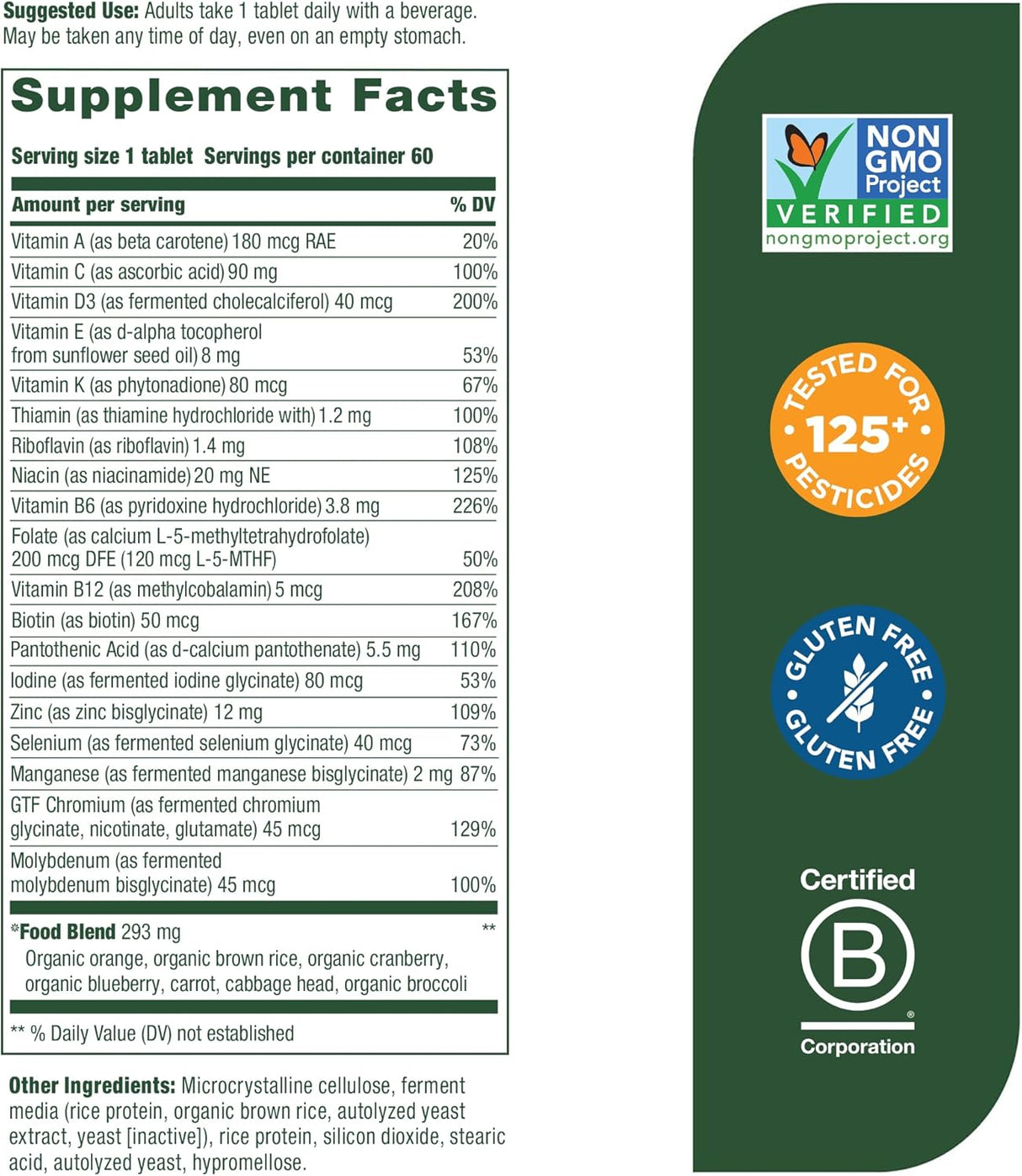 Suplemento Hombres 55+ Multivitamínico para hombres  zinc