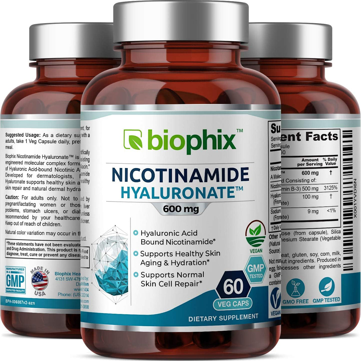 Suplementos B-3 Nicotinamide Hyaluronate 600 mg 60 caps