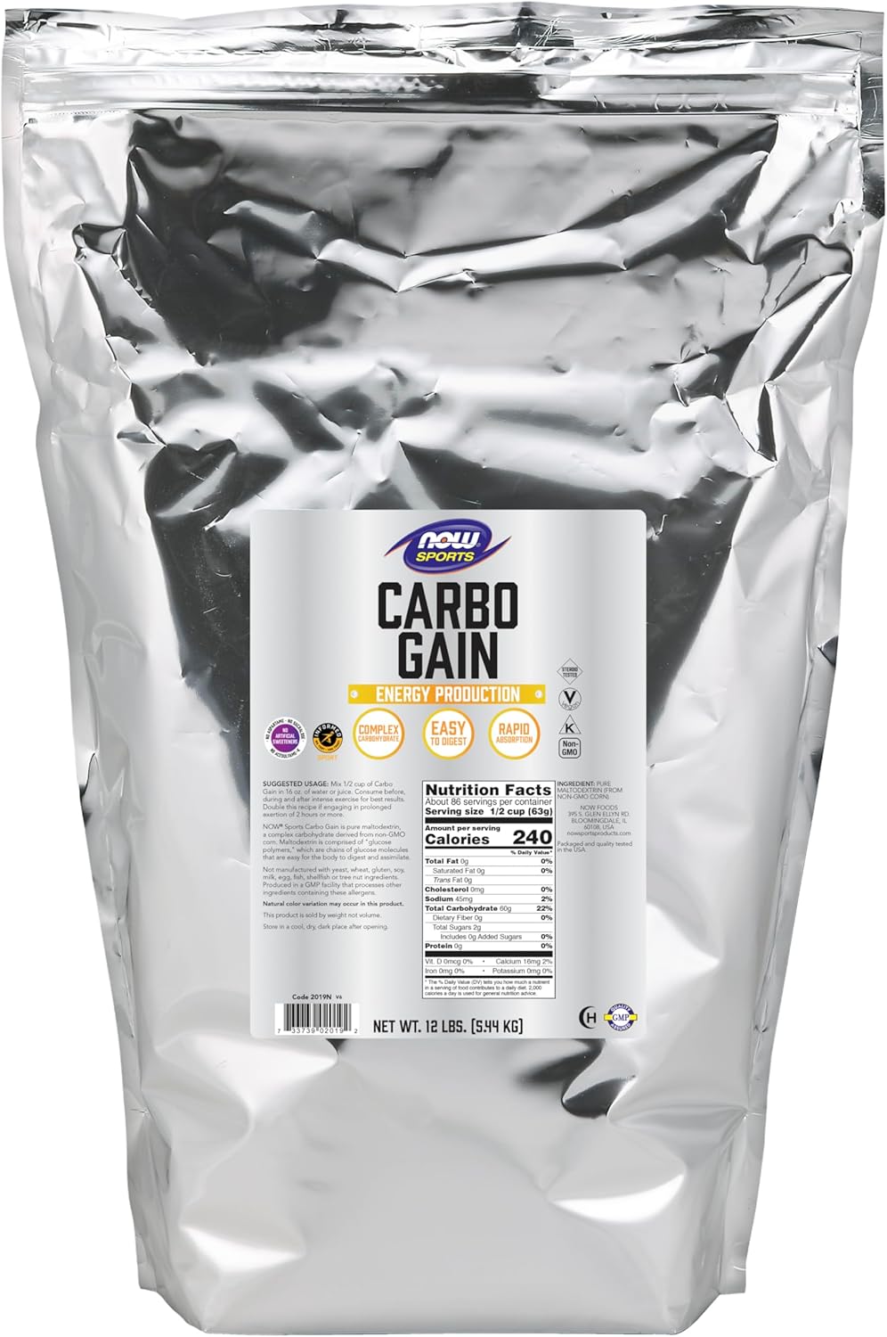 Suplemento de Nutrición Deportiva, NOW Foods, Carbo Gain, 12 lb