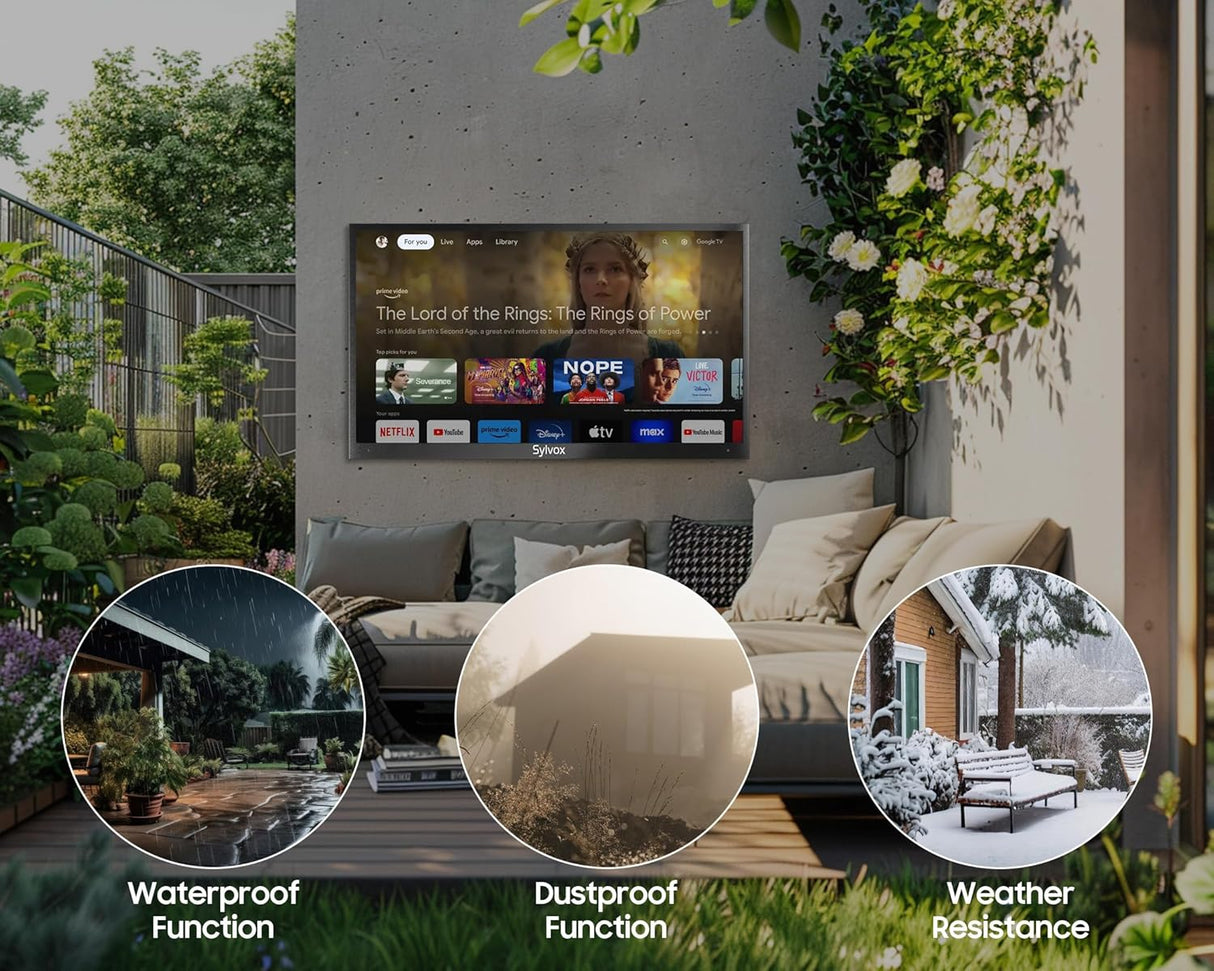 Televisor Outdoor 75 SYLVOX QLED 4K, 2000 Nits, IP55, 2024