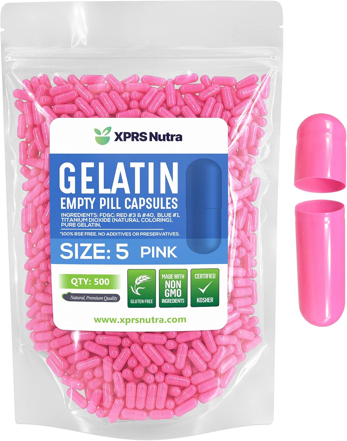 Cápsulas Vacías de Gelatina XPRS Nutra Tamaño 5 - 500 Unidades