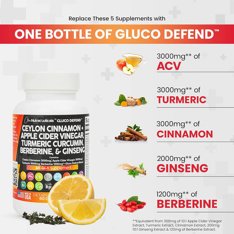 Suplementos Canela 3000mg Cúrcuma 3000mg de sidra de manzana