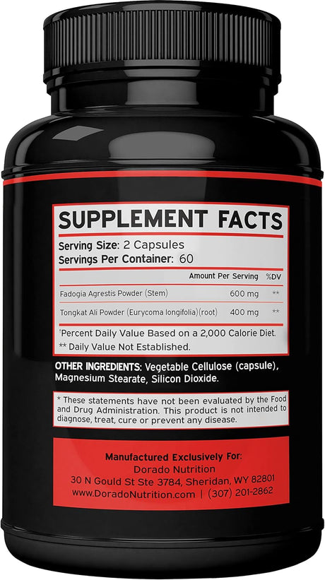 Suplemento Tongkat Ali de 400 mg  120 cápsulas veganas