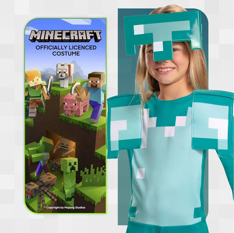 Disfraz Jumpsuit Minecraft Armor Niños, Grande (10-12)