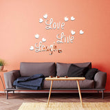 Vinilos decorativos Love Live Laugh, corazón espejo, DIY