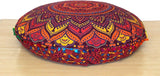 Cojín de mandala para suelo, meditación, asiento otomano, hippie, decorativo, redondo, bohemio, azul, fundas grandes, para exteriores, diseño de flores, cómodo, cama, sofá, puf para mujer (solo funda)