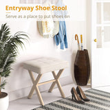 Taburete de Maquillaje Cuadrado con Patas de Metal X, Modelo LUE BONA