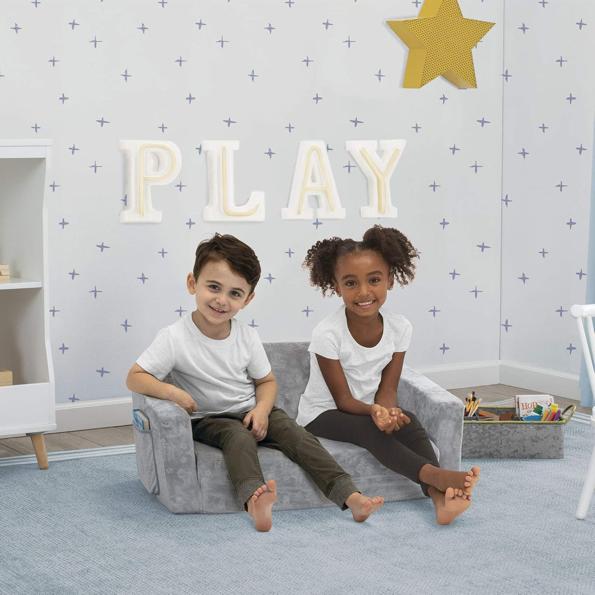 Silla convertible extra ancha 2 en 1 para niños, Gris